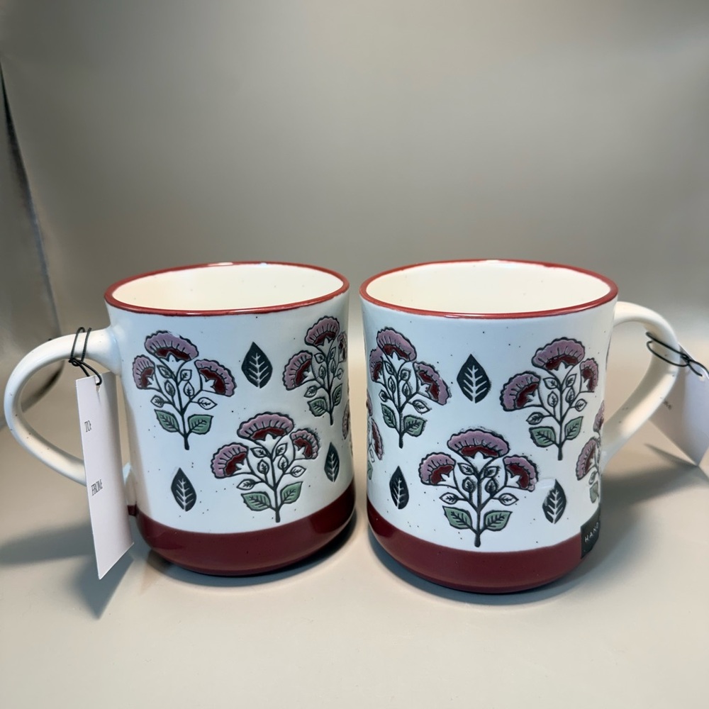 Dwell Studio Mugs
NWT Hand Painted
Floral Print
Stoneware Coffee
Mugs